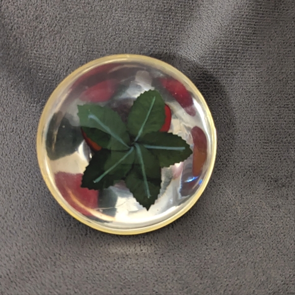 Vintage Domed Lucite Paperweight with Strawberries - Picture 9 of 9